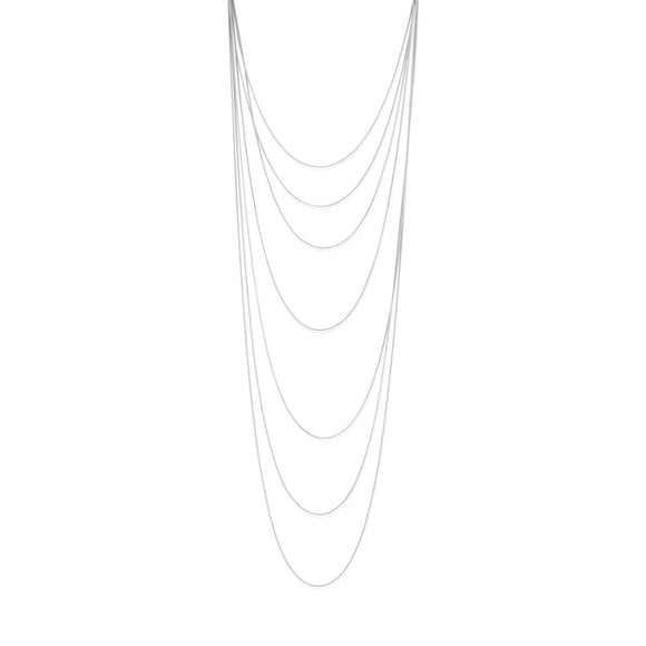 Rhodium Plated Long Graduated 7 Strand Necklace