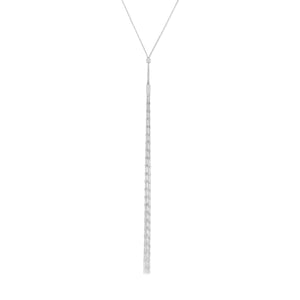 Rhodium Plated Chain Necklace with Long 7 Strand Tassel