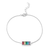 Rhodium Plated Rainbow Bar Bracelet