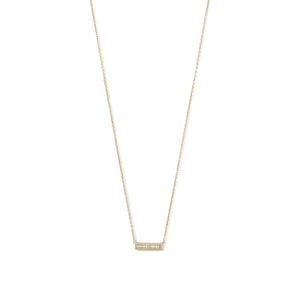 14 Karat Gold Plated Mini CZ Bar Necklace