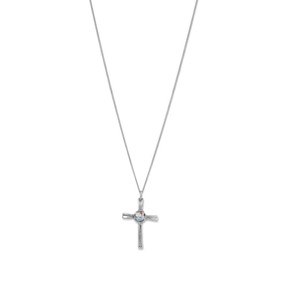 Oxidized Roman Glass Cross Pendant Necklace