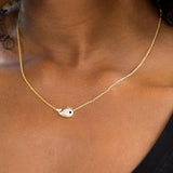 14 Karat Gold Plated Mini CZ Whale Necklace