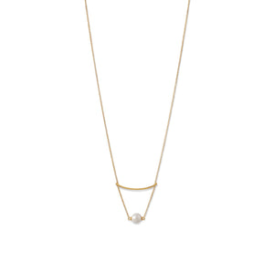 18 Karat Gold Plated Imitation Pearl Swing Necklace