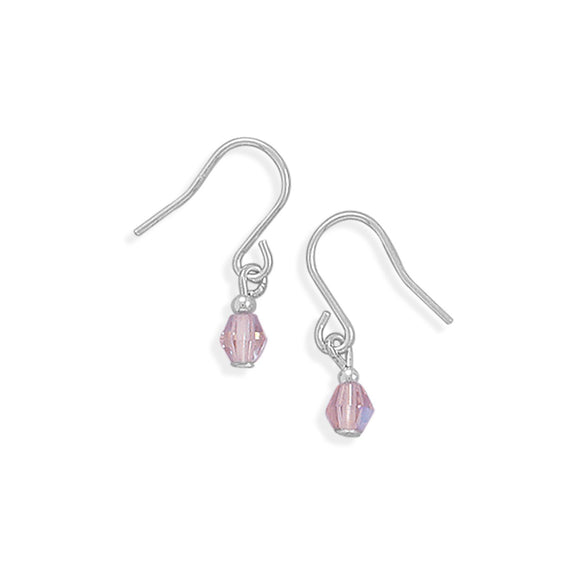 Pink Czech Glass Earrings on French Wire