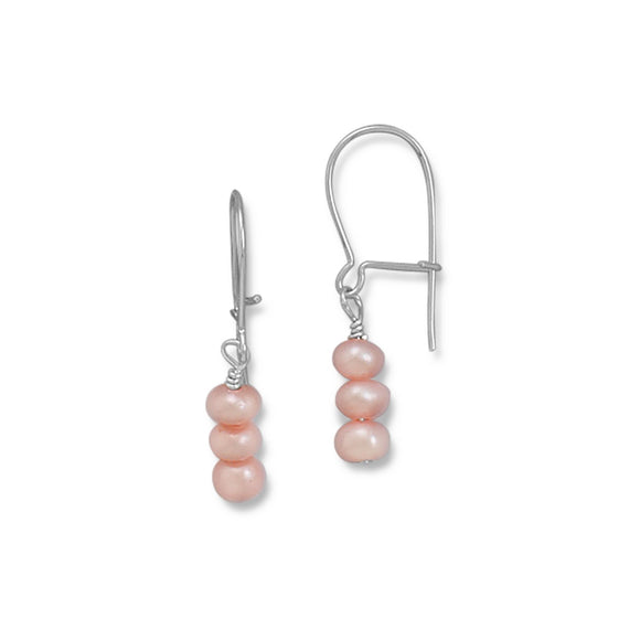 Pink Cultured Freshwater Pearl French Wire Earrings