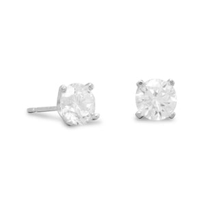 Rhodium Plated 6mm CZ Stud Earrings