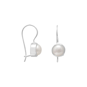 6mm White Cultured Freshwater Pearl Earrings on Euro Wire
