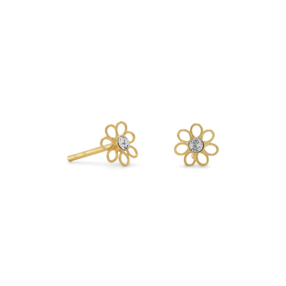 14 Karat Gold Plated Flower Stud Earrings