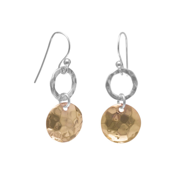 Sterling Silver and 14 Karat Rose Gold Plated French Wire Earrings