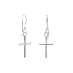 Thin Cross French Wire Earrings