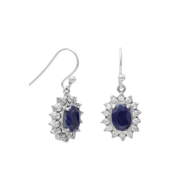 Corundum and Clear CZ French Wire Earrings