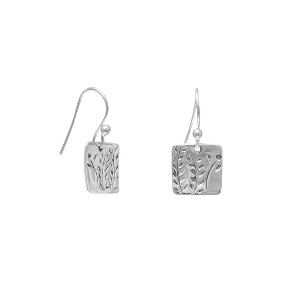 French Wire Earrings with Fern Design