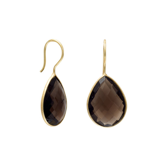 14 Karat Gold Plated Smoky Quartz Earrings