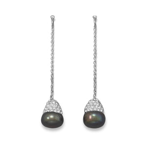 Peacock Cultured Freshwater Pearl and Crystal Drop Earrings