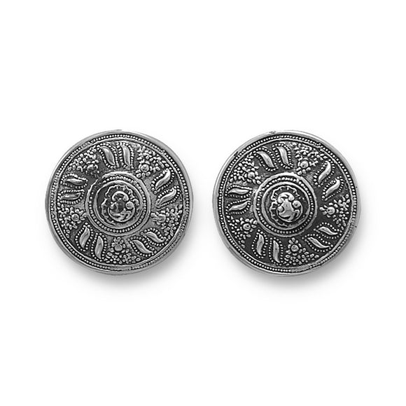 Oxidized Round Clip-On Earrings