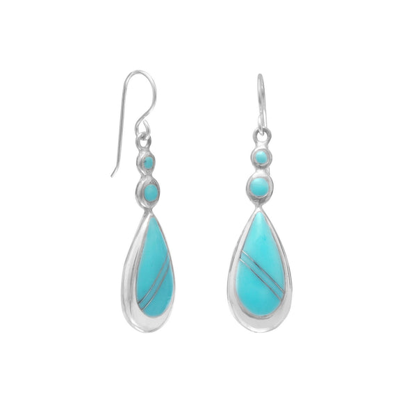 Round and Pear Shape Stabilized Turquoise Drop Earrings
