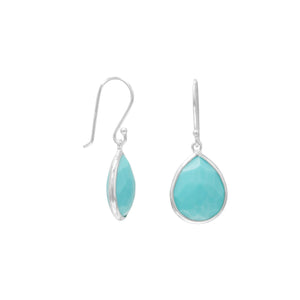 Pear Shape Freeform Faceted Turquoise Drop Earrings