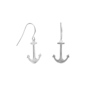 Rhodium Plated Anchor Earrings