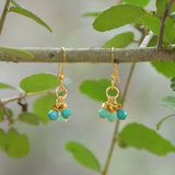 Handmade 14/20 Gold Filled Triple Drop Earrings with Moss Opal