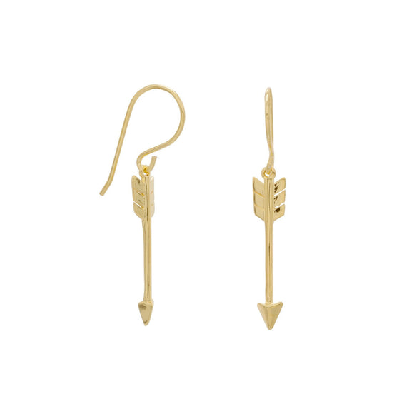 14 Karat Gold Plated Aim High Arrow Earrings