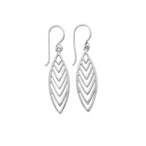 Polished Cut Out "V" Design Drop Earrings