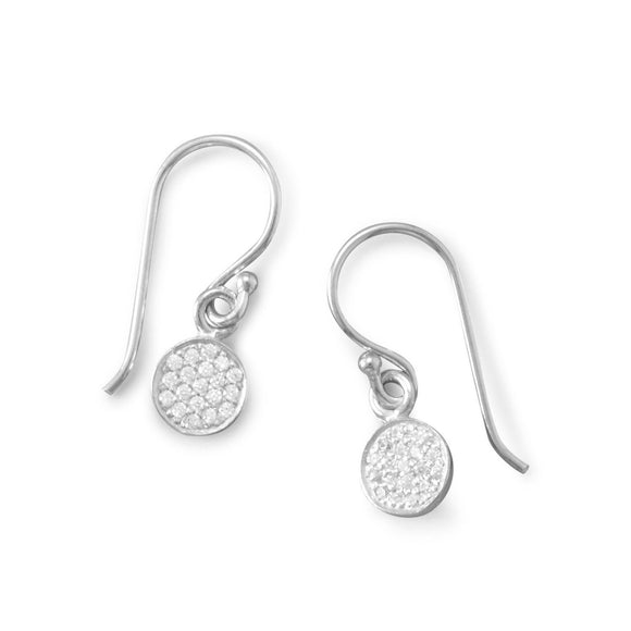 Rhodium Plated Pave CZ Disc Earrings