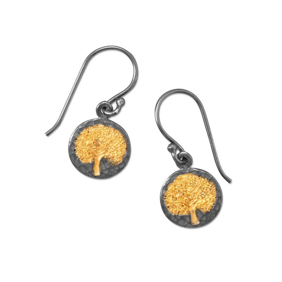 Two Tone Earrings with Tree Design
