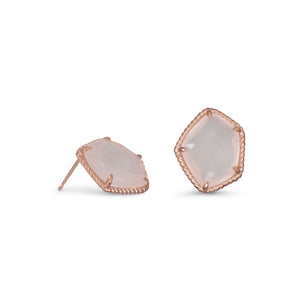 14 Karat Rose Gold Plated Earrings with Rose Quartz