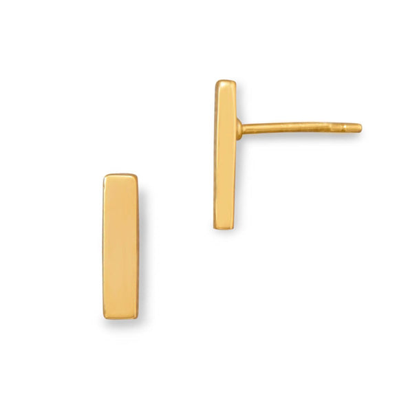 14 Karat Gold Plated Bar Stud Earrings