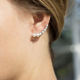 Rhodium Plated Graduated Cultured Freshwater Pearl Ear Climbers