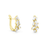 14 Karat Gold Plated CZ Hinged Earrings