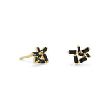 14 Karat Gold Plated Stud Earrings with Black CZs
