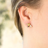 14 Karat Gold Plated Signity CZ Bee Earrings
