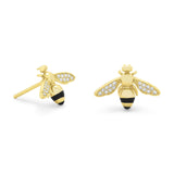 14 Karat Gold Plated Signity CZ Bee Earrings
