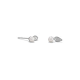 Rhodium Plated Leaf with Cultured Freshwater Pearl Earrings