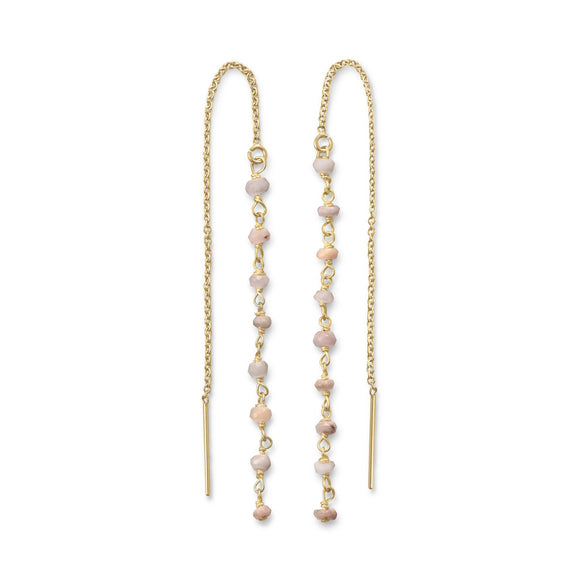 Pink Opal Bead Threader Earrings