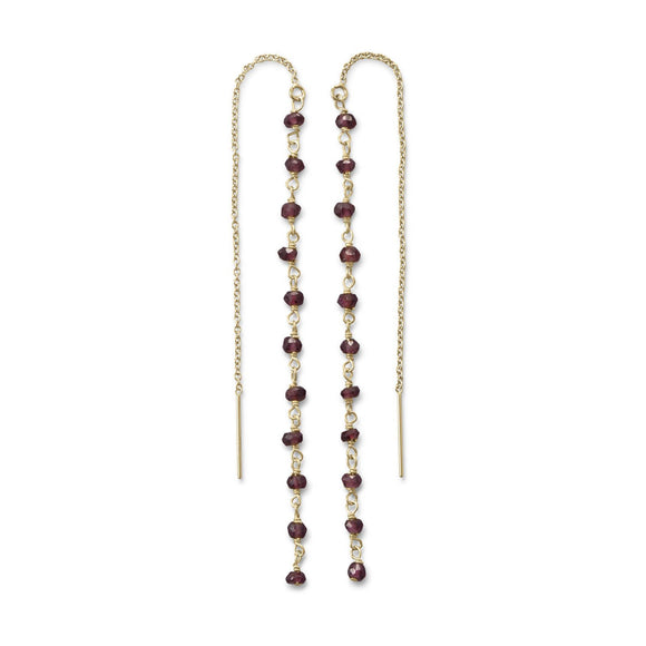 Garnet Bead Threader Earrings