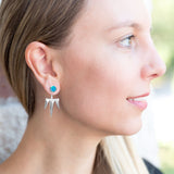 Mismatch Synthetic Opal and Spike Front Back Earrings