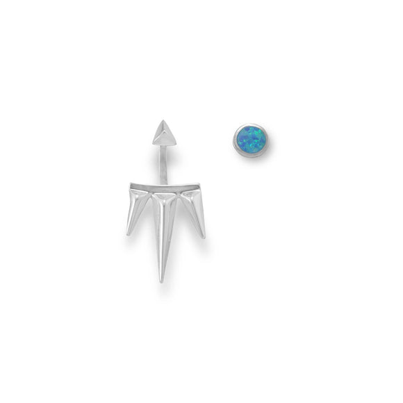 Mismatch Synthetic Opal and Spike Front Back Earrings