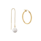 Mismatch Gold Filled Hoop and Cultured Freshwater Pearl Threader Earrings