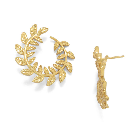 14 Karat Gold Plated Laurel Wreath Earrings