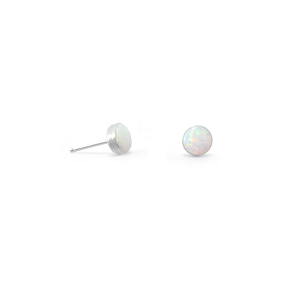 Synthetic White Opal Button Studs