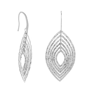 Rhodium Plated 3D Marquise Shape Earrings
