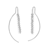 Rhodium Plated Abstract Earrings with Diamond Cut Beads
