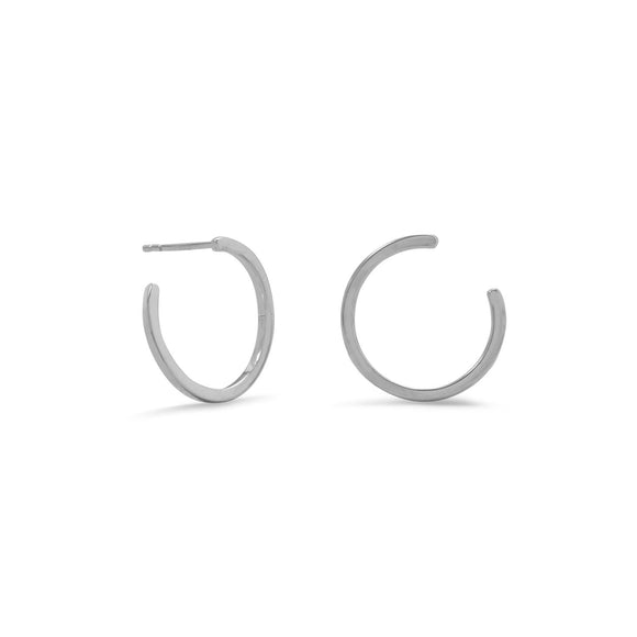 Rhodium Plated Lateral 3/4 Hoops