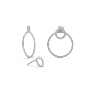 Rhodium Plated Front Back Circle Earrings