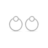 Rhodium Plated Front Back Circle Earrings