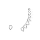 Rhodium Plated Mismatch Post and Climber Leaf Earrings