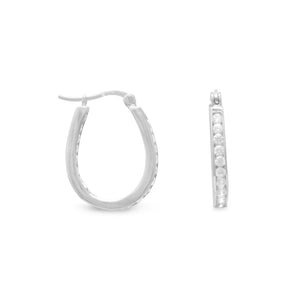 Rhodium Plated Pear Shape In/Out CZ Earrings
