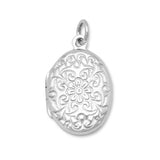 Oval Polished Floral Design Locket